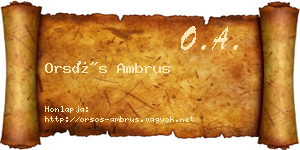 Orsós Ambrus névjegykártya