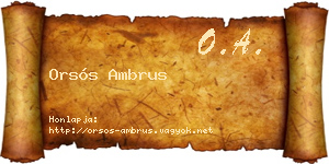 Orsós Ambrus névjegykártya